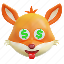 money, fox, emoticon, illustration