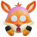 shocked, fox, emoticon, illustration