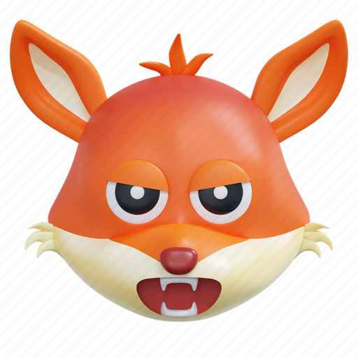Angry, fox, emoticon, illustration, social media, sticker, face 3D illustration - Download on Iconfinder