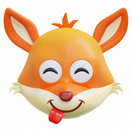 Cheeky, smile, fox, emoticon, illustration, social media, sticker 3D illustration - Download on Iconfinder