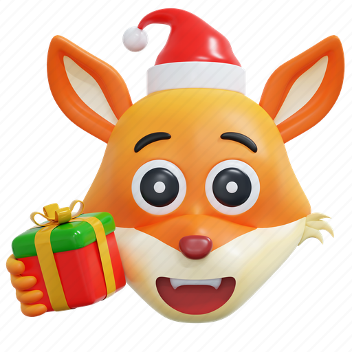 Christmast, fox, emoticon, illustration 3D illustration - Download on Iconfinder
