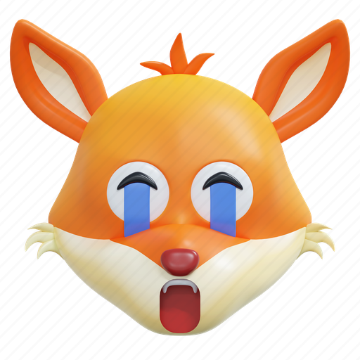 Crying, fox, emoticon, icon, illustration 3D illustration - Download on Iconfinder