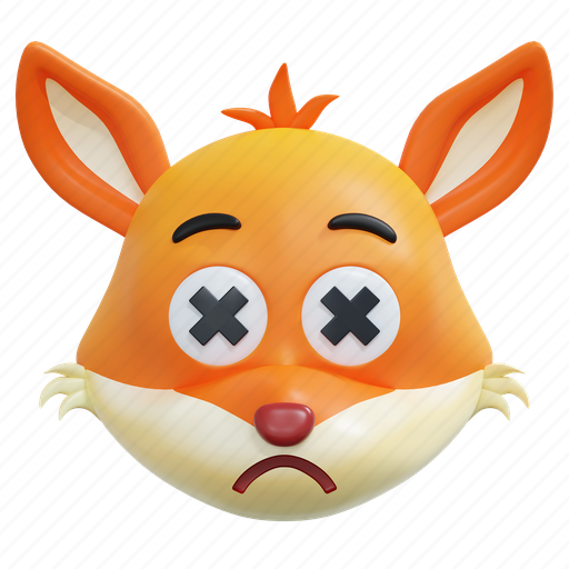 Dead, eyes, fox, emoticon, illustration, social media, sticker 3D illustration - Download on Iconfinder