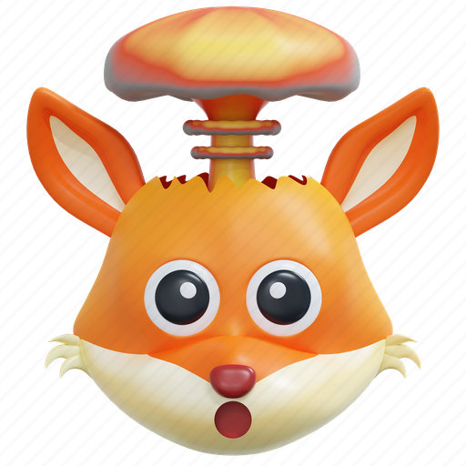 Exploding, fox, emoticon, illustration 3D illustration - Download on Iconfinder