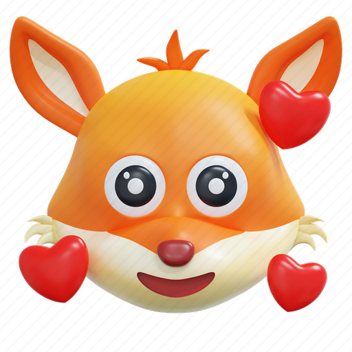 Love, fox, emoticon, illustration 3D illustration - Download on Iconfinder
