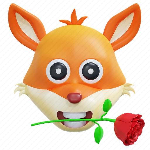 Fox, holding, flower, rose, emoticon, 3d, icon 3D illustration - Download on Iconfinder