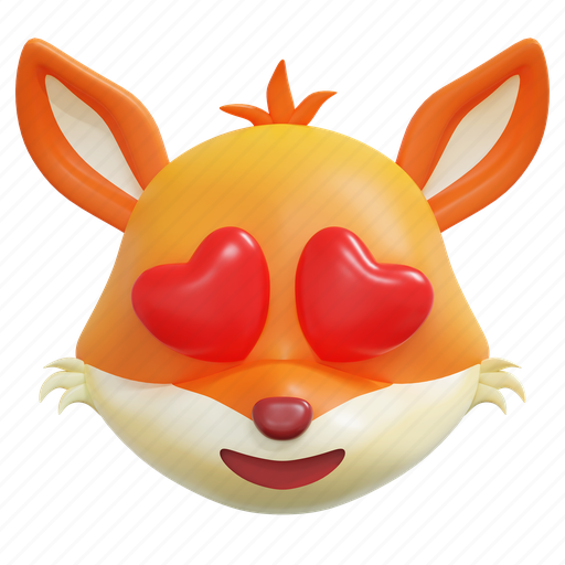 Heart, eyes, fox, emoticon, illustration 3D illustration - Download on Iconfinder