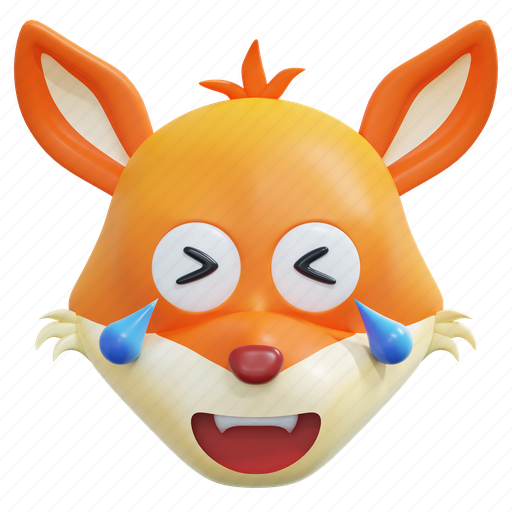 Laugh, lol, fox, emoticon, illustration 3D illustration - Download on Iconfinder