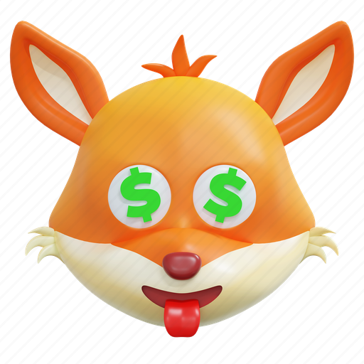 Money, fox, emoticon, illustration 3D illustration - Download on Iconfinder