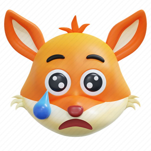 Sad, tear, fox, emoticon, illustration, social media, sticker 3D illustration - Download on Iconfinder