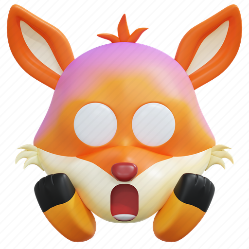 Shocked, fox, emoticon, illustration 3D illustration - Download on Iconfinder