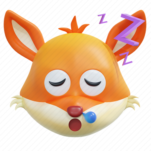 Sleep, fox, emoticon, 3d, icon, illustration 3D illustration - Download on Iconfinder