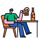 beer, sitting, restaurant, relaxing, bar, man, drink