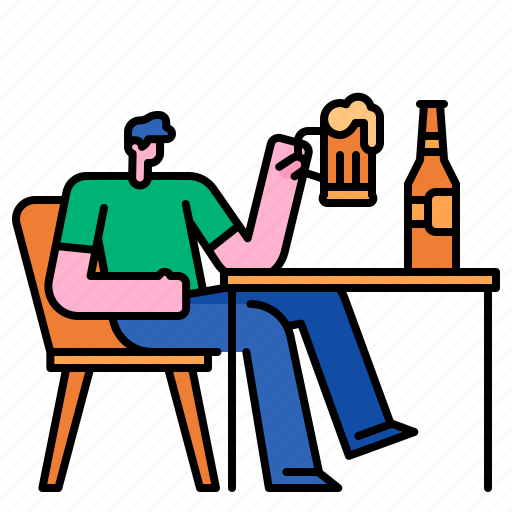 Beer, sitting, restaurant, relaxing, bar, man, drink icon - Download on Iconfinder