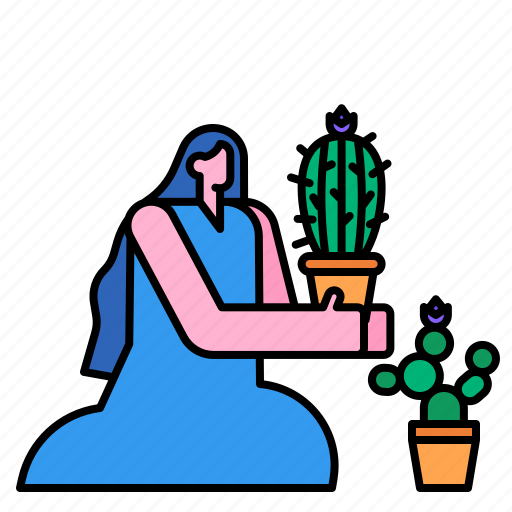 Cactus, gardening, garden, plants, free, time, women icon - Download on Iconfinder