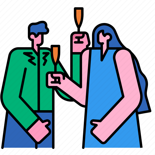 Party, celebration, couple, cheers, man, women icon - Download on Iconfinder
