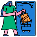 shopping, online, women, smartphone, ecommerce