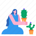 cactus, gardening, garden, plants, free, time, women