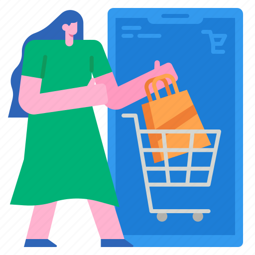 Shopping, online, women, smartphone, ecommerce icon - Download on Iconfinder