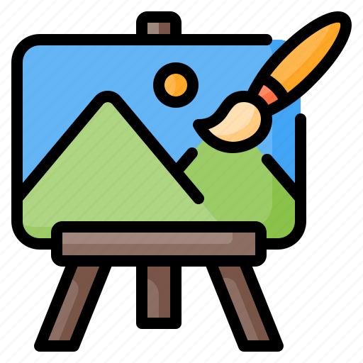 Painting, paint, drawing, paintbrush, brush, canvas, landscape icon - Download on Iconfinder