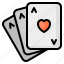 playing, card, heart, game, poker, casino, gambling 