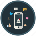 application, mobile, share, smartphone, social, socialmedia, user 