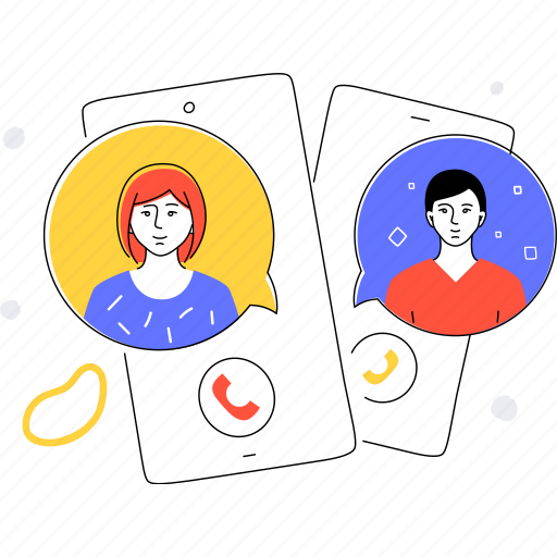 Smartphone, talking, couple, communication illustration - Download on Iconfinder