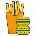 hamburger, french fries, fast food, french burger, beef burger, cheeseburger, junk food