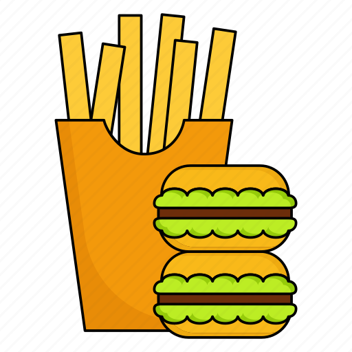 Hamburger, french fries, fast food, french burger, beef burger, cheeseburger, junk food icon - Download on Iconfinder