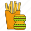 hamburger, french fries, fast food, french burger, beef burger, cheeseburger, junk food 