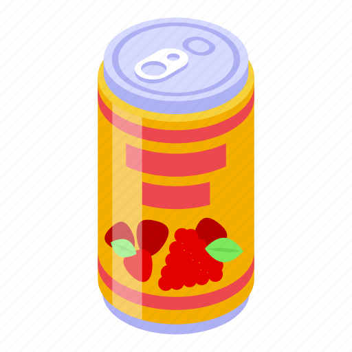 Fresh, berry, juice, tin, isometric icon - Download on Iconfinder