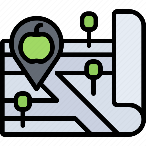 Map, pin, location, fruit, food, shop icon - Download on Iconfinder