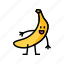 banana, character, fruit, funny, food, happy 