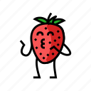 strawberry, character, fruit, funny, food, happy