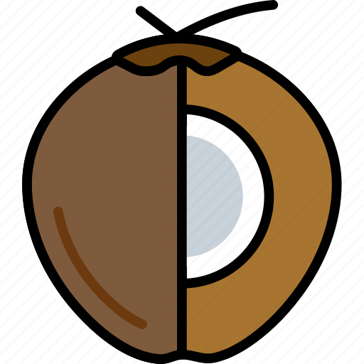 Mature, coconut, and, half, cut, fruit, food icon - Download on Iconfinder