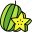 star, fruit, carambola, with, cut, food, sweet 
