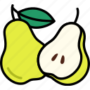 pear, with, half, cut, fruit, food, sweet