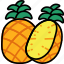 pineapple, with, half, cut, fruit, food, sweet 