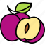 plum, with, half, cut, fruit, food, sweet 
