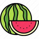 watermelon, with, sliced, cut, fruit, food, sweet