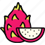 dragon, fruit, with, sliced, half, cut, food, sweet 