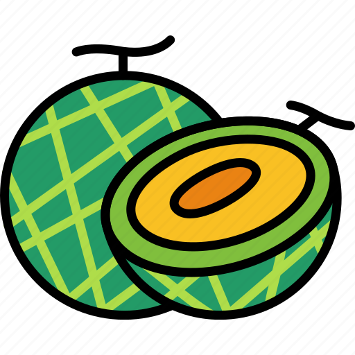 Melon, with, half, cut, fruit, food, sweet icon - Download on Iconfinder
