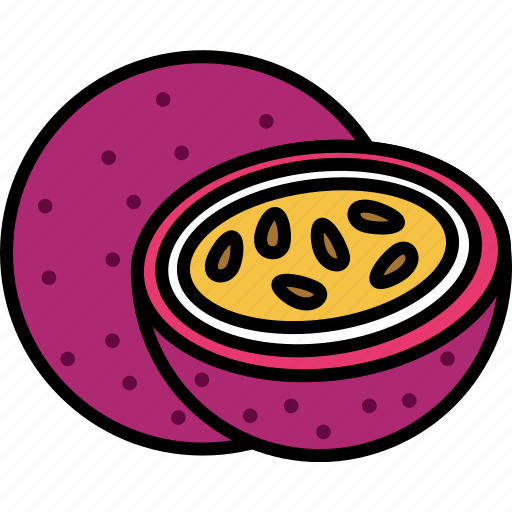 Passionfruit, with, half, cut, fruit, food, sweet icon - Download on Iconfinder