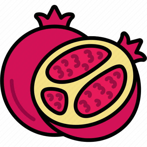 Pomegranate, with, half, cut, fruit, food, sweet icon - Download on Iconfinder