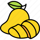 mango, with, pleeled, cut, fruit, food, sweet