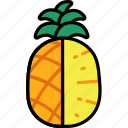 pineapple, and, half, cut, fruit, food, sweet