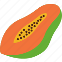 papaya, half, cut, fruit, food, sweet