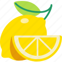 lemon, with, sliced, half, cutfruit, food, sweet