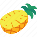 pineapple, half, cut, fruit, food, sweet