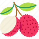 lychee, with, half, peeled, fruit, food, sweet